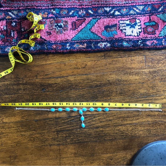 ⭐️ Western Boho Lariat Y Shape Silver and Faux Turquoise Drop Necklace NWOT - Picture 7 of 13